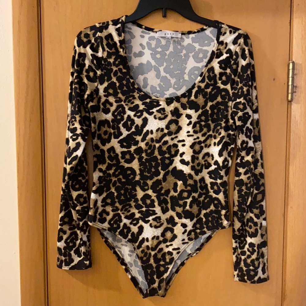 Gaze Animal Print Leopard Bodysuit Leotard Long Sleeve Medium Halloween